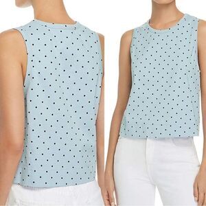 EUC La Vie Rebecca Taylor Blue Polka Dot Top XS